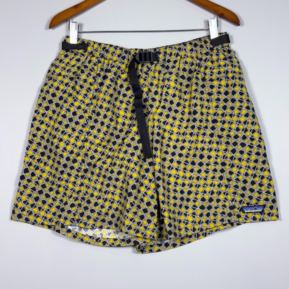 Vintage‎ Patagonia Baggies 90s River Shorts Mens Large Geometric Yellow Gorpcore